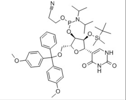 (2R,3R,4S,5S)-2-((bis(4-methoxyphenyl)(phenyl)methoxy)methyl)-4-((tert-butyldimethylsilyl)oxy)-5-(2,4-dioxo-1,2,3,4-tetrahydropyrimidin-5-yl)tetrahydrofuran-3-yl (2-cyanoethyl) diisopropylphosphoramidite
